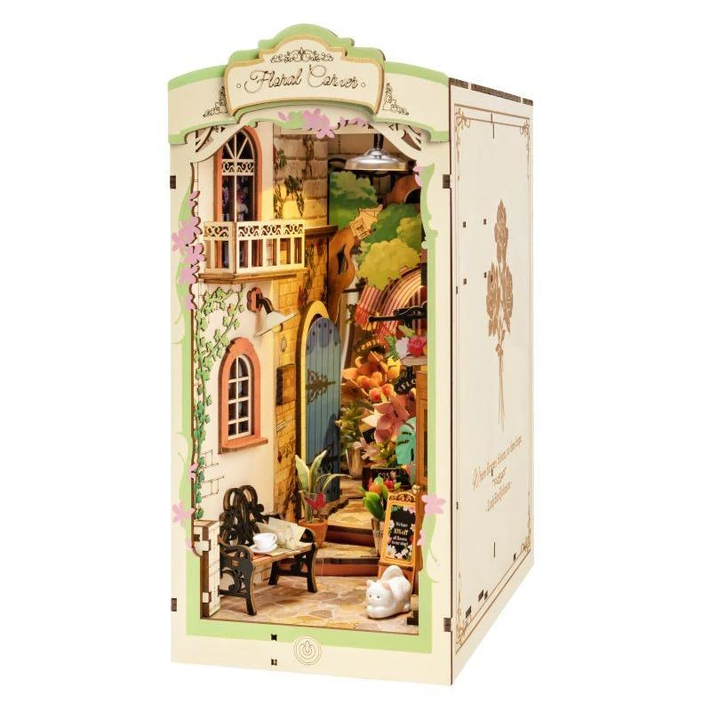 Image of Rolife Floral Corner 3D Wooden DIY Miniature House Book Nook
