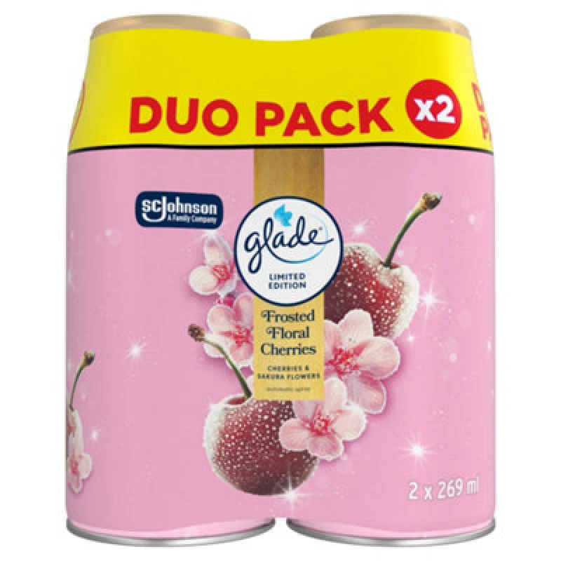 Image of Glade Automatic Spray Frosted Floral Cherries Air Freshener Refill, 540Ml, Pack Of 2