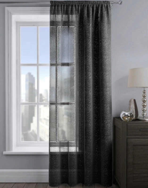 Image of Velosso Alessandria Sparkle Slot Top Voile Panel - Black