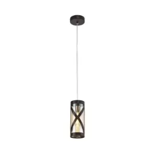 Image of 1 Light Ceiling Pendant E14, Oiled Bronze, Polished Chrome, Amber - Luminosa Lighting