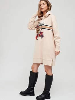 Image of Hugo Boss Tiger Graphic Longline Hoodie Beige Size S Women