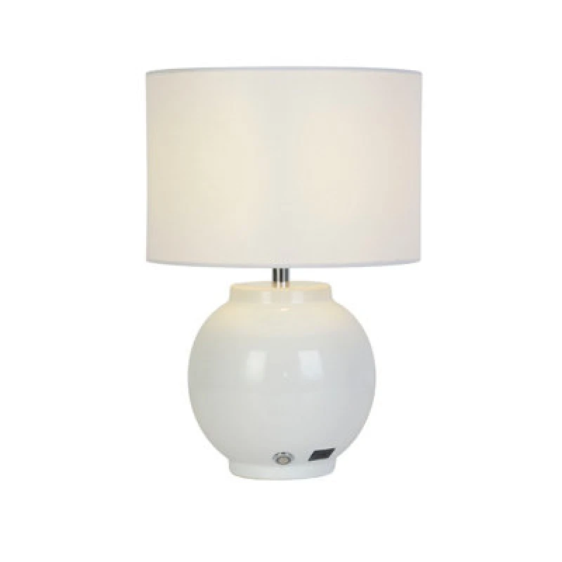 Image of Searchlight Ceramic Wireless Rechargeable Table Lamp Cream - Searchlight Cream MP77101