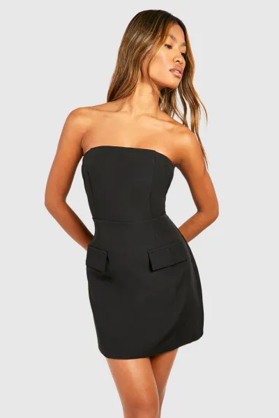 Image of Bandeau Tailored Mini Dress