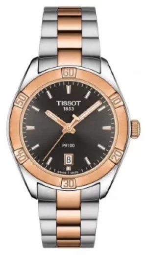 Image of Tissot Womens PR 100 Sport Chic 36mm Two Tone Black Dial Watch