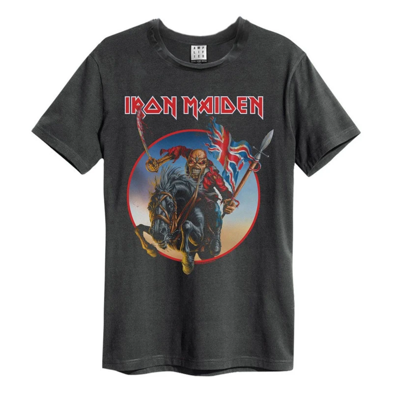 Image of Amplified Amplified Men Trooper on Steed Iron Maiden T-Shirt in Charcoal Size: Small Charcoal S Male 5063470492718
