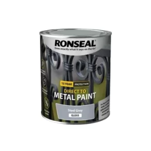 Image of Ronseal Direct to Metal Paint Steel Grey Gloss 750ml