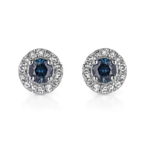 Image of JG Fine Jewellery 9ct White Gold Diamond & Sapphire Round Stud Earrings