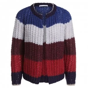 Image of Oui Stripe Cardigan - DKBlue Red 0573