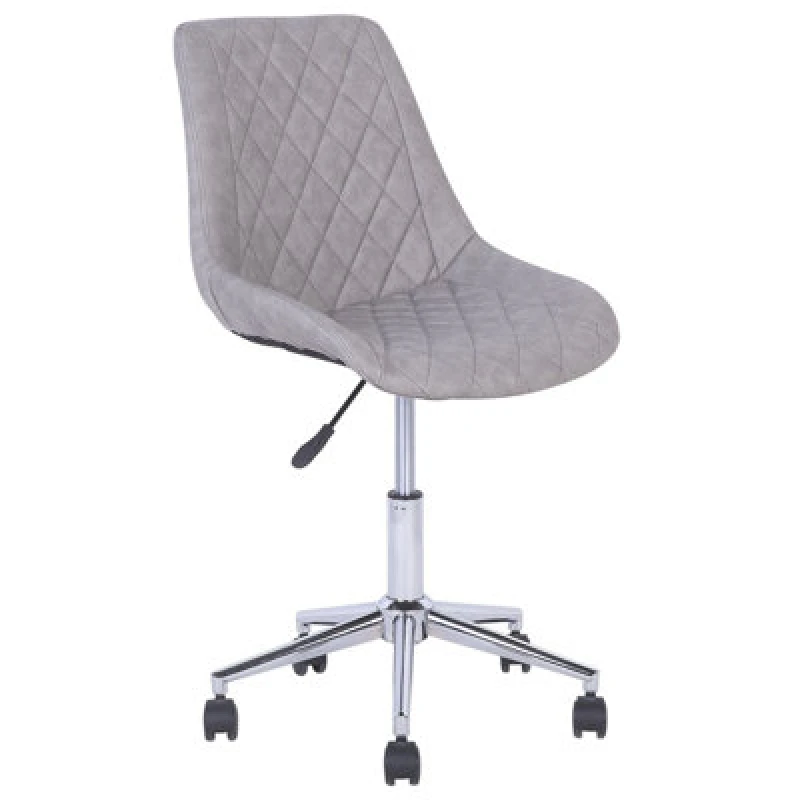 Image of Beliani Desk Chair Swivel Maribel Faux Leather Light Grey