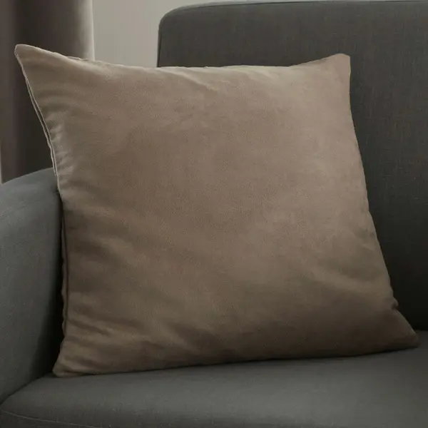 Image of CATHERINE LANSFIELD Faux Suede Filled Cushion, Mink, 55 x 55cm - Catherine Lansfield DS/54428/W/CU55/MI