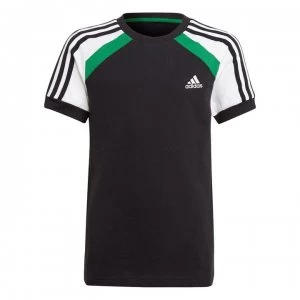 Image of adidas Colour Block T Shirt Junior Boys - Wht/Grn/Blk