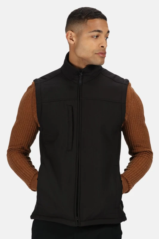 Image of Regatta Regatta Men Flux Softshell Bodywarmer in Black Size: X-Small Black XS Male 5020436719098