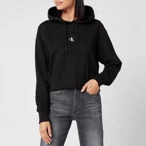 Image of Calvin Klein Jeans Womens Puff Print Cropped Hoodie - CK Black - XS