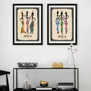 Image of SET_093 Multicolor Decorative Framed Painting (2 Pieces)