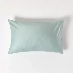Image of Duck Egg Blue Organic Cotton Housewife Pillowcase 400 Thread Count - Duck Egg Blue - Duck Egg Blue - Homescapes