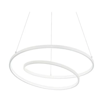 Image of Ideal Lux Lighting - Ideal Lux LED Decorative Swirl Integrated Pendant Light White, 3000K