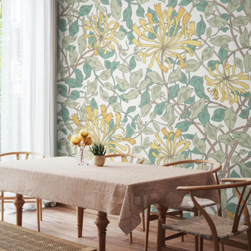 Image of Origin Murals Honeysuckle - Seafoam Matt Smooth Paste The Wall Mural 350Cm Wide X 280Cm High