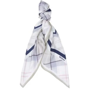 Image of Barbour Womens Tartan Silk Square Scarf Mist Tartan