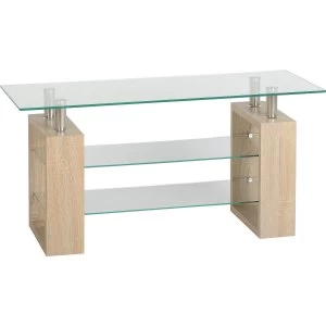 Image of Milan TV Unit in Oak Effect with Glass Shelves - TV's up to 48