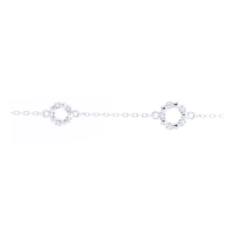 Image of Jewelco London Silver Round CZ Star Ring Charm Bracelet - ABB217 Silver