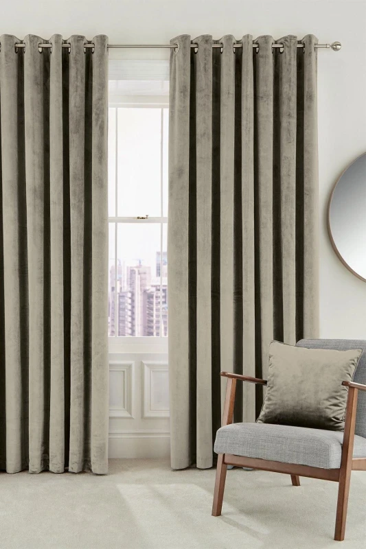 Image of Helena Springfield Helena Springfield 'Escala' Woven Lined Curtains in Medium Beige Size: 167cm width x 228cm drop Medium Beige 167cm width x 228cm