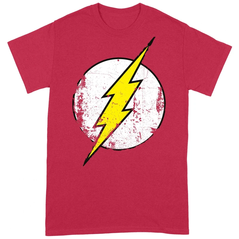 Image of Flash Mens Distressed Logo T-Shirt in Red Size: Small Red Male S
