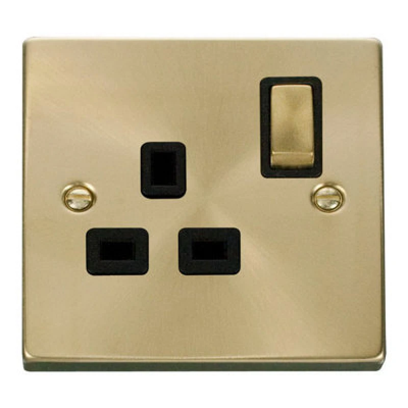 Image of SE Home Satin / Brushed Brass 1 Gang 13A DP Ingot Switched Plug Socket Gold