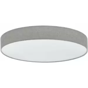 Image of Flush Ceiling Light Colour White Shade Grey White Fabric Linen Plastic LED 60W