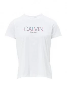 Image of Calvin Klein Jeans Calvin Klein Print Frill T-Shirt - White