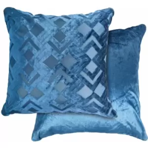 Image of Emma Barclay Valencia Geometric Cut Velvet Cushion Cover, Navy, 43 x 43 Cm