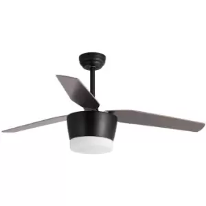 Image of Grove Ceiling Fan Steel Matt Black &Glass 3ABS Wood Blades - Merano