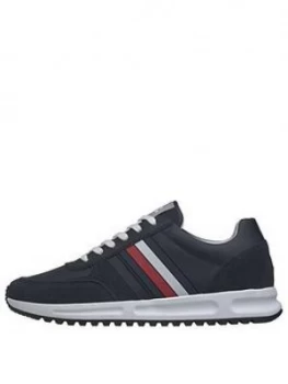Image of Tommy Hilfiger Modern Corporate Leather Runner Trainers - Desert Sky Navy