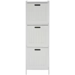 Image of Premier Housewares - 3 Tier Pine Wood Bathroom Shelf With Square Shelves White Finish Bathroom Organiser / Storage Shelving Unit For Garage Shelves