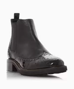 Image of Dune Black Leather 'Wf Quarters' Wide Fit Chelsea Boots - 3