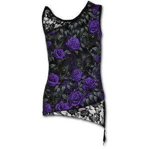 Image of The Watchers Allover Adj Shoulder Lace Womens Small Sleeveless Top - Black