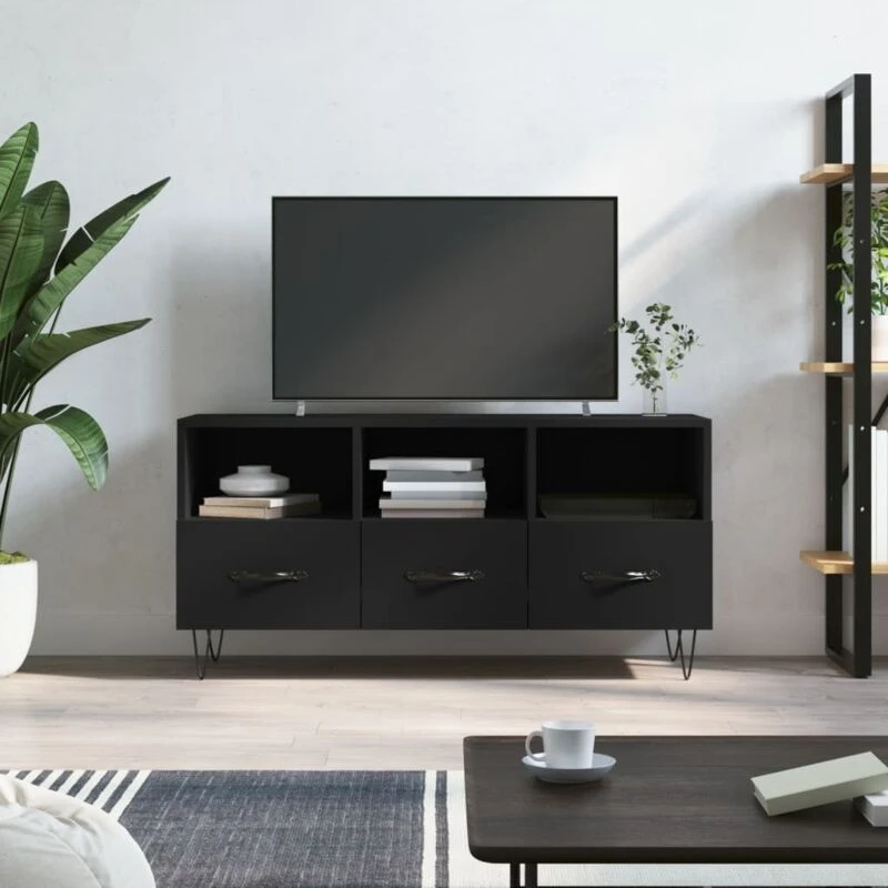 Image of Vidaxl TV Cabinet Black 102X36X50 Cm Engineered Wood, Black 829029