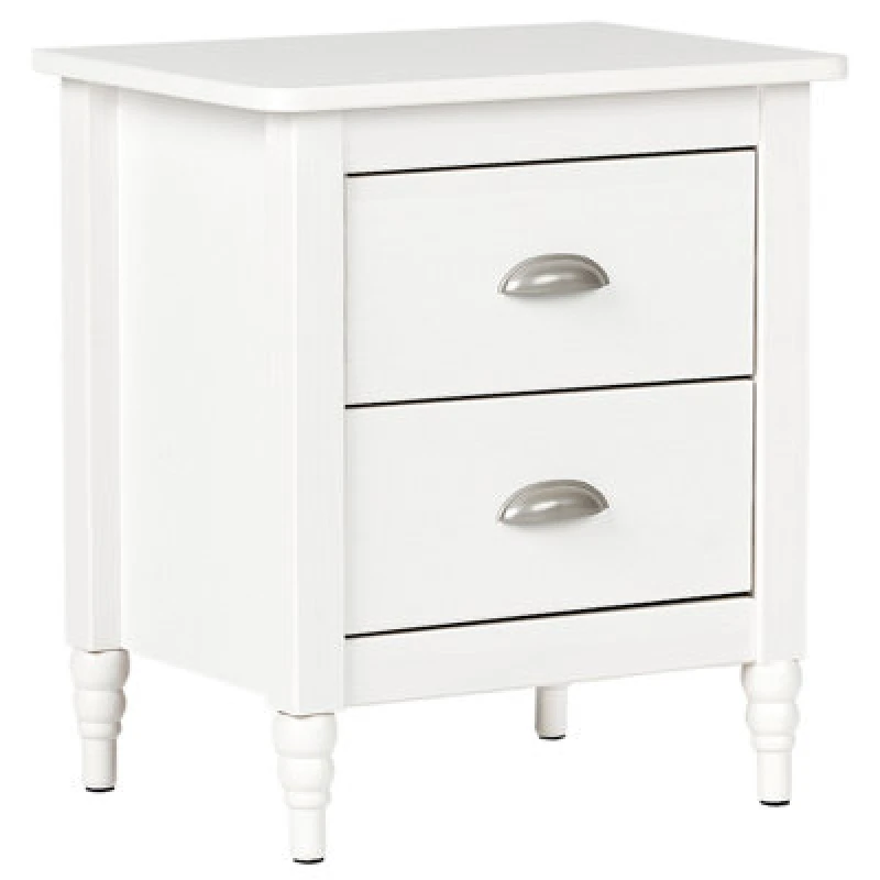 Image of Beliani 2 Drawer Bedside Table Shillington Pine Wood White