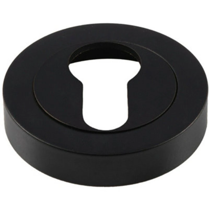 Image of Loops 50mm Euro Profile Round Escutcheon Concealed Fix Matt Black Keyhole Cover Black unisex