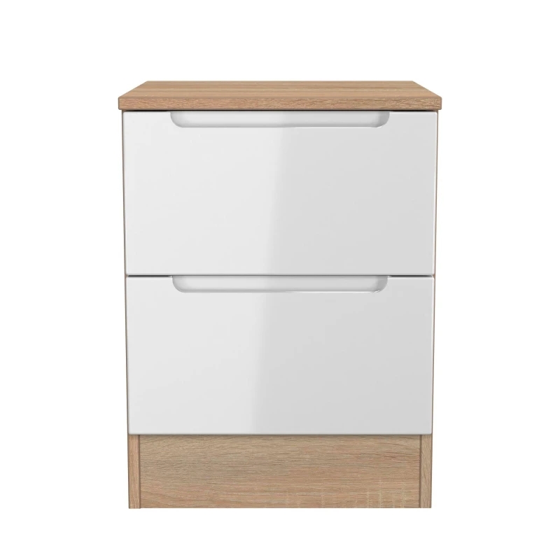 Image of Welcome Furniture Milan 2 Drawer Bedside - Ready Assembled Bedside Cabinets and Sideboards Small White 38253490350