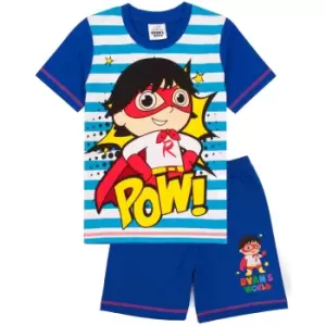 Image of RyanA's World Childrens/Kids Superhero Short Pyjama Set (7-8 Years) (Blue)