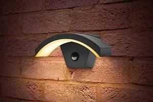 Image of Outdoor LED Curve Wall Light 8W 3000K 360lm IP54 with Integrated PIR sensor