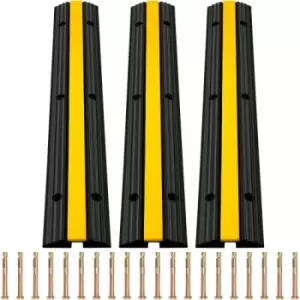 Image of VEVOR Cable Protector Ramp, 3 Packs 1 Channels Speed Bump Hump, Rubber Modular Speed Bump Rated 18000 LBS Load Capacity, Protective Wire Cord Ramp Dri