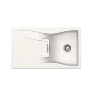 Image of Single Bowl Inset White Granite Kitchen Sink with Reversible Drainer - Rangemaster Schock Waterfall D-100