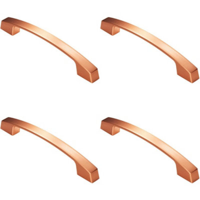 Image of Loops 4x Curved Flat Faced Cupboard Pull Handle 160mm Fixing Centres Satin Copper Copper unisex