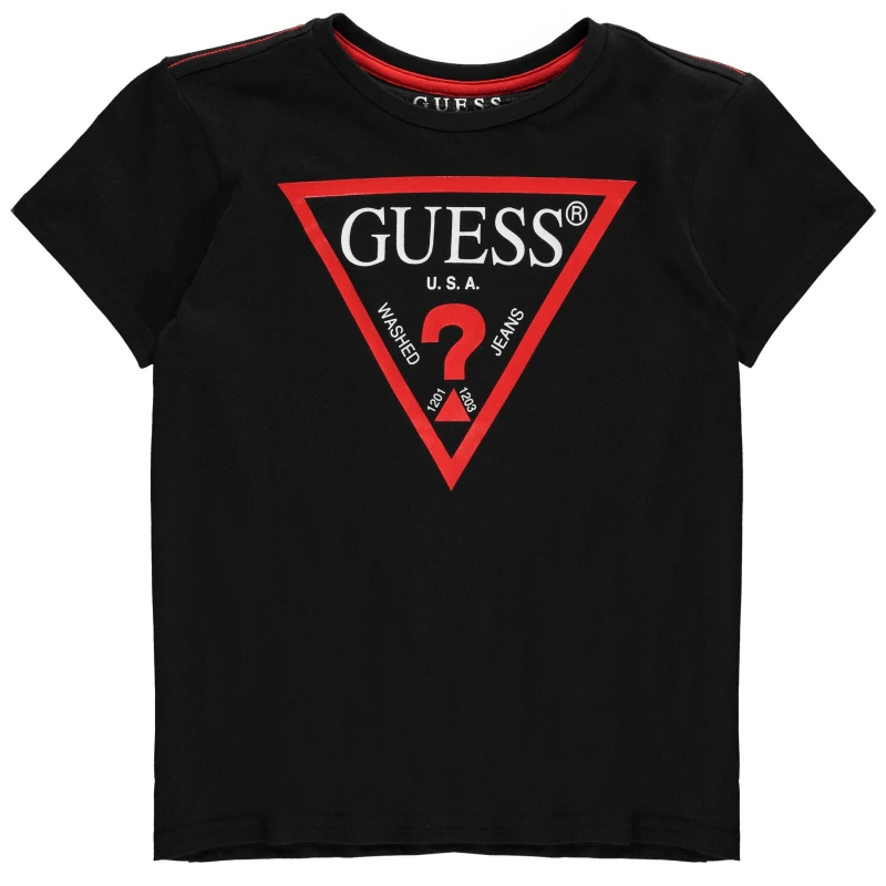 Image of Guess Kids Triangle Logo T-Shirt 14390680 Black