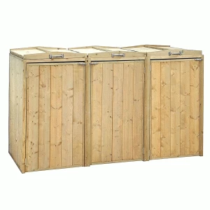 Image of Charles Bentley Nordic FSC Spruce Triple Wheelie Bin Store