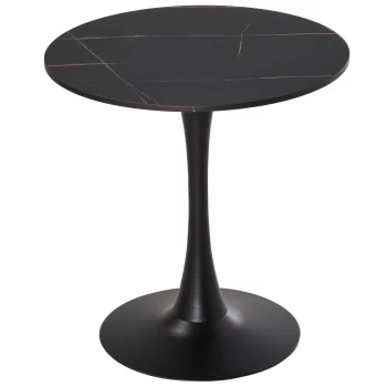 Image of HOMCOM Modern Round Dining Table Leisure Coffee Bistro Table with Metal Base for Kitchen & Dining Room Black AOSOM UK