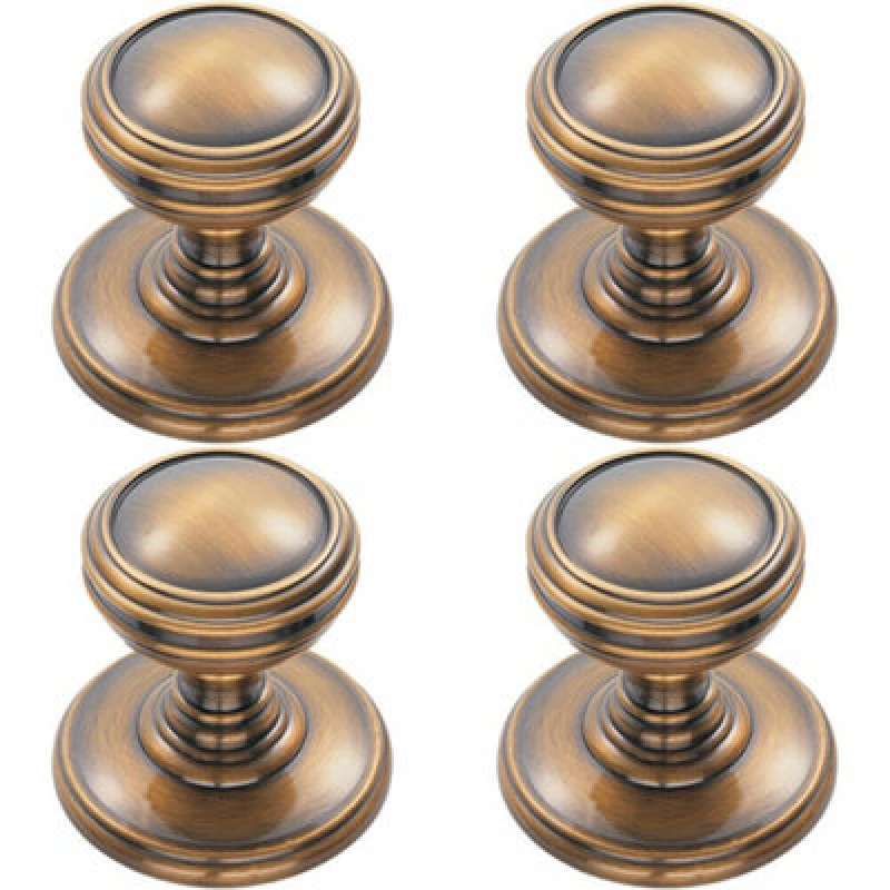 Image of Loops 4x Ringed Tiered Cupboard Door Knob 25mm Diameter Bronze Cabinet Handle Multi unisex