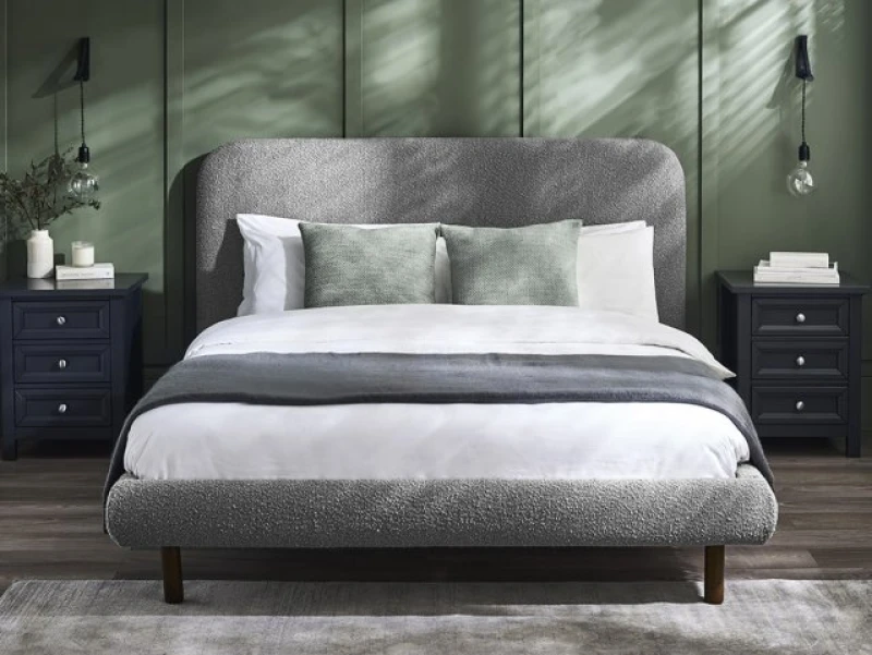 Image of Julian Bowen Hannah Grey Boucle Fabric Bed Frame - 5ft King Size