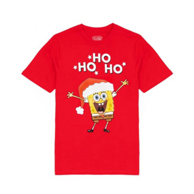 Image of Spongebob Squarepants Short Sleeved T-Shirt Red male